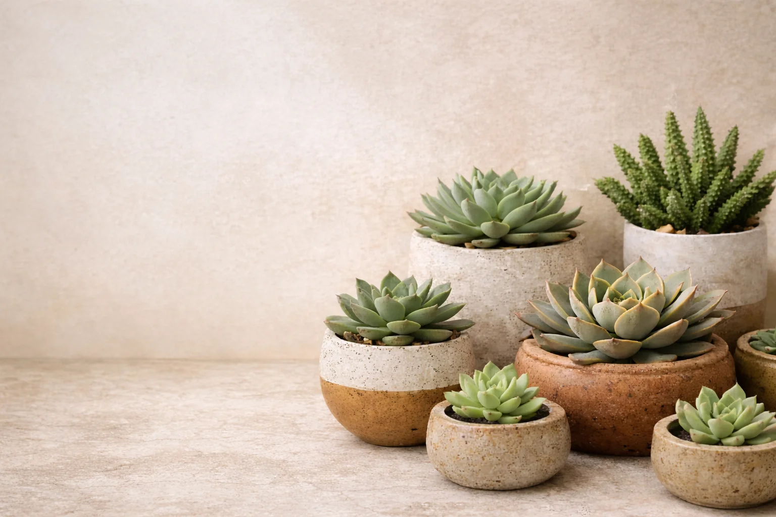 Succulent plant collection for home decor